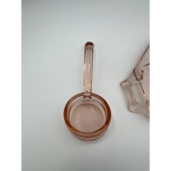 Vintage Imperial Pink Depression Glass Open Handled Molly Serving Bowl & Laddle - Picture 6 of 9